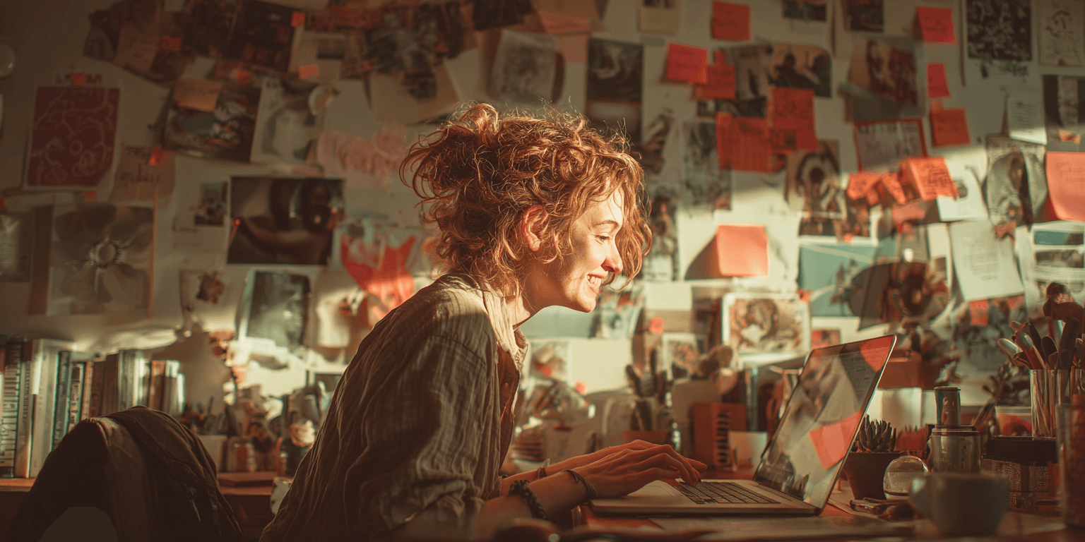 Writer working through notes at a desk